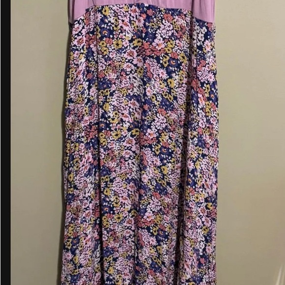 1B. Seraphine Pink and Blue Floral A-Line Skirt - Picture 1 of 2